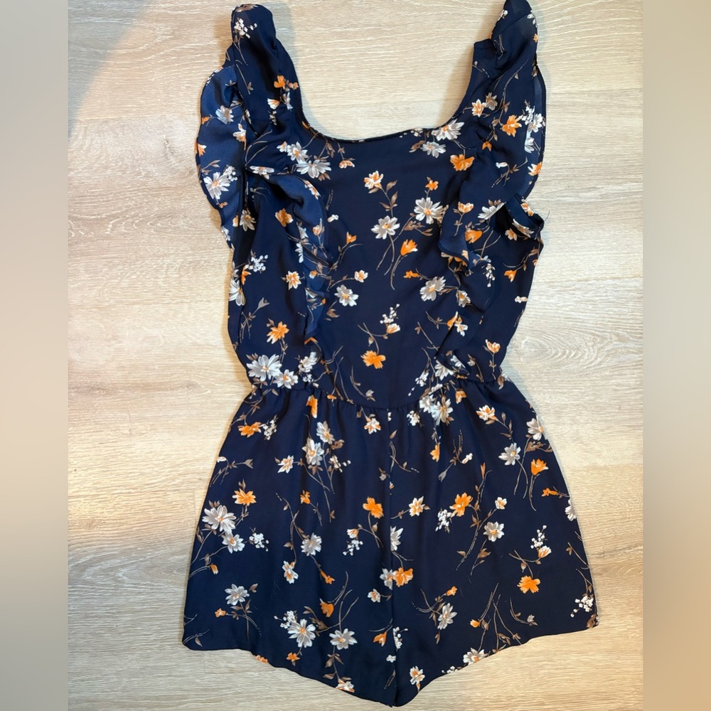 Timing Navy Floral Backless Dress